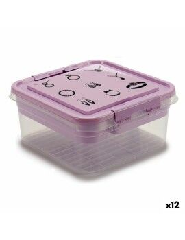 Caja-Joyero Morado Transparente Plástico 24,5 x 11,5 x 26 cm (12 Unidades)