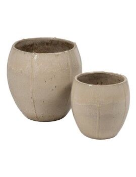 Conjunto de vasos Creme Cerâmica 55 x 55 x 55 cm (2 Unidades)