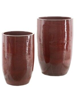 Vaso 52 x 52 x 80 cm Cerâmica Vermelho (2 Unidades)