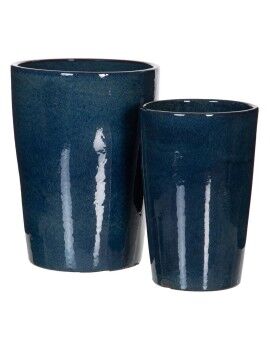 Vaso 37 x 37 x 49 cm Cerâmica Azul (2 Unidades)