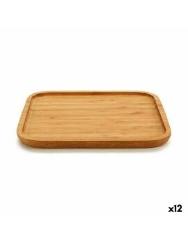 bandeja de aperitivos Quadrado Castanho Bambu 25 x 1,5 x 25 cm (12 Unidades)