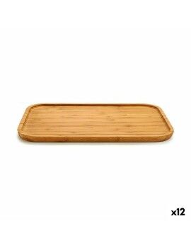 bandeja de aperitivos Retangular Castanho Bambu 36 x 1,5 x 24 cm (12 Unidades)