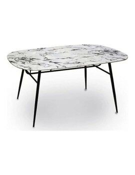 Mesa de apoio Branco Preto Metal Vidro temperado 90 x 76,5 x 160 cm