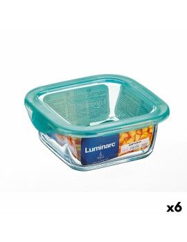 Fiambrera Cuadrada con Tapa Luminarc Keep'n Lagon 15,6 x 6,6 cm Turquesa 1,22 L Vidrio (6 Unidades)