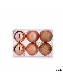 Set de Bolas de Navidad Cobre Plástico 8 x 9 x 8 cm (24 Unidades)