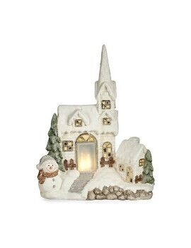 Figura Decorativa Navidad Luz LED Casa 18 x 54 x 42 cm Blanco Poliresina