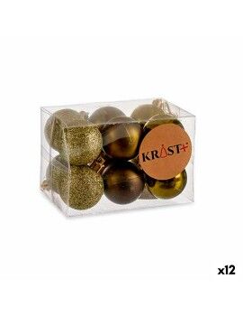 Conjunto de bolas de Natal 4 x 5 x 4 cm Verde Plástico (12 Unidades)