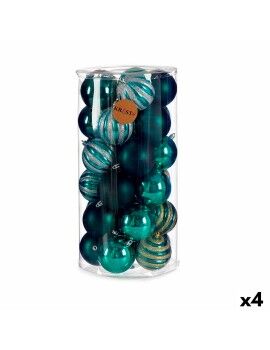 Conjunto de bolas de Natal Azul PVC 8 x 9 x 8 cm (4 Unidades)