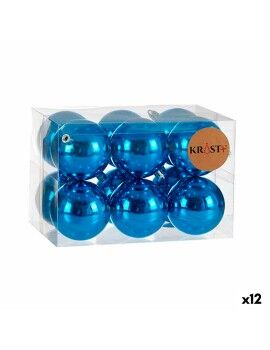 Conjunto de bolas de Natal Azul Plástico Ø 7 cm (12 Unidades)