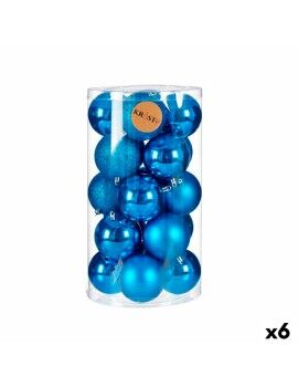 Set de Bolas de Navidad Azul Plástico 8 x 9 x 8 cm (6 Unidades)