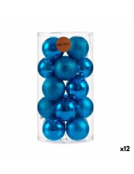 Conjunto de bolas de Natal Azul PVC (12 Unidades)