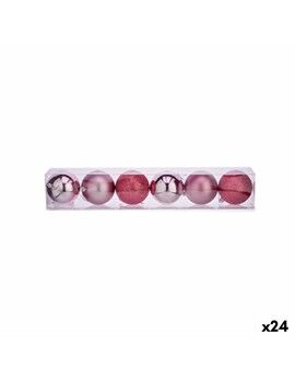 Conjunto de bolas de Natal Cor de Rosa Plástico Ø 8 cm (24 Unidades)