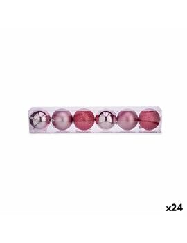 Set de Bolas de Navidad Rosa Plástico Ø 8 cm (24 Unidades)