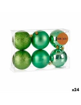 Conjunto de bolas de Natal Verde Plástico Ø 8 cm (24 Unidades)