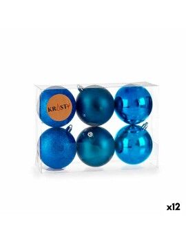 Set de Bolas de Navidad Azul Plástico 7 x 8 x 7 cm (12 Unidades)