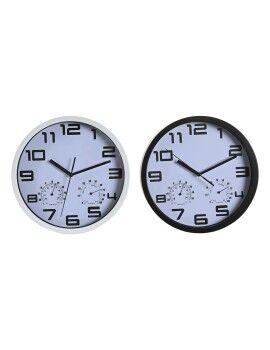 Reloj de Pared DKD Home Decor 25,5 x 4 x 25,5 cm Negro Blanco Poliestireno (2 Unidades)