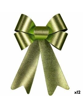 Lazo Adorno Navideño Verde PVC 16 x 24 x 4 cm (12 Unidades)