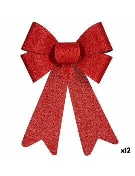 Lazo Adorno Navideño Rojo PVC 16 x 24 x 4 cm (12 Unidades)