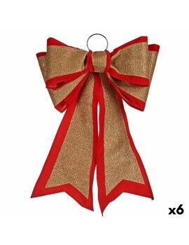 Lazo Adorno Navideño 40 x 60 cm Rojo Dorado PVC (6 Unidades)