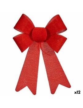 Lazo Adorno Navideño Rojo PVC 16 x 24 x 4 cm (12 Unidades)