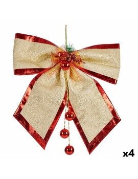 Lazo Adorno Navideño Rojo Dorado Plástico 53 x 50 x 9 cm (4 Unidades)