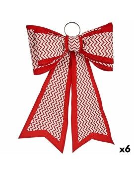 Lazo Adorno Navideño 40 x 60 cm Blanco Rojo PVC (6 Unidades)