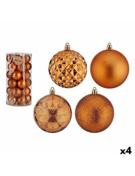 Conjunto de bolas de Natal 8 cm Laranja PVC (4 Unidades)