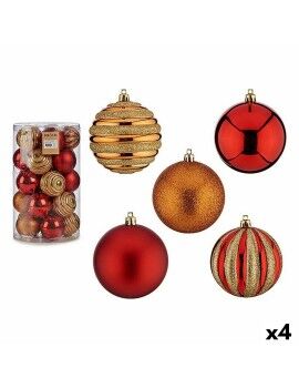 Conjunto de bolas de Natal Vermelho Laranja PVC Ø 8 cm (4 Unidades)