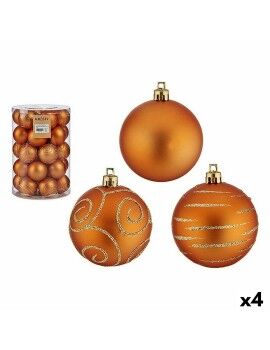 Set de Bolas de Navidad Naranja PVC 6 cm (4 Unidades)