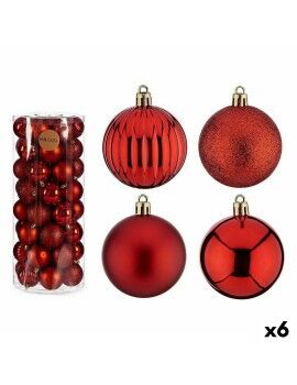 Conjunto de bolas de Natal Vermelho Plástico 6 x 7 x 6 cm (6 Unidades)