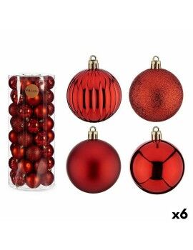 Set de Bolas de Navidad Rojo Plástico 6 x 7 x 6 cm (6 Unidades)