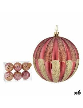 Set de Bolas de Navidad 10 cm Rosa Dorado Plástico (6 Unidades)