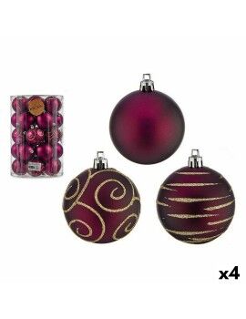 Set de Bolas de Navidad Morado PVC Ø 6 cm (4 Unidades)