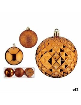 Conjunto de bolas de Natal Laranja PVC Ø 8 cm (12 Unidades)