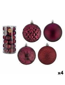 Conjunto de bolas de Natal Roxo 8 cm PVC (4 Unidades)