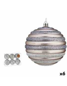 Conjunto de bolas de Natal Círculos 10 cm Prateado Plástico (6 Unidades)