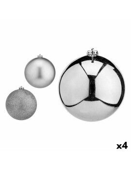 Set de Bolas de Navidad Plateado Plástico Ø 15 cm (4 Unidades)