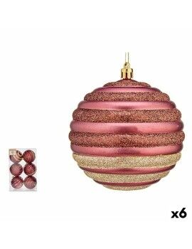 Conjunto de bolas de Natal Círculos Cor de Rosa Plástico 10 x 11 x 10 cm (6 Unidades)