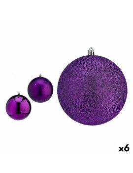 Set de Bolas de Navidad Morado PVC Ø 12 cm (6 Unidades)