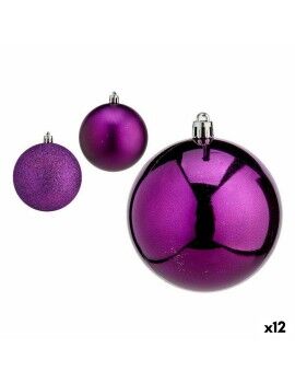 Set de Bolas de Navidad Morado Plástico 8 x 9 x 8 cm (12 Unidades)