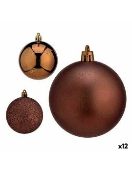 Conjunto de bolas de Natal Castanho Plástico 7 x 8 x 7 cm (12 Unidades)
