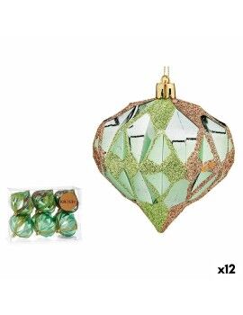 Set de Bolas de Navidad Diamante Verde Plástico 8 x 9 x 8 cm (12 Unidades)