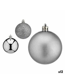 Conjunto de bolas de Natal Prateado Plástico Ø 6 cm (12 Unidades)