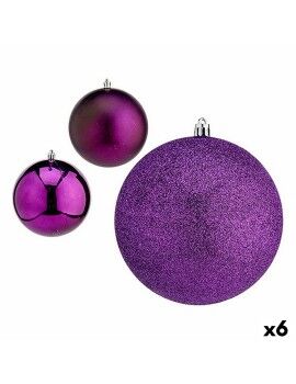 Set de Bolas de Navidad Morado Plástico Ø 12 cm (6 Unidades)