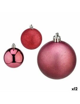 Conjunto de bolas de Natal Cor de Rosa Plástico 6 x 7 x 6 cm (12 Unidades)