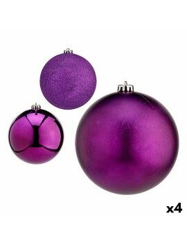 Set de Bolas de Navidad Morado Plástico Ø 15 cm (4 Unidades)