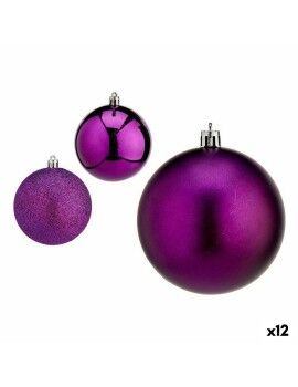 Set de Bolas de Navidad Morado Plástico 8 x 8 x 47 cm (12 Unidades)