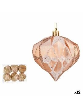 Set de Bolas de Navidad Diamante Cobre Plástico Ø 8 cm (12 Unidades)