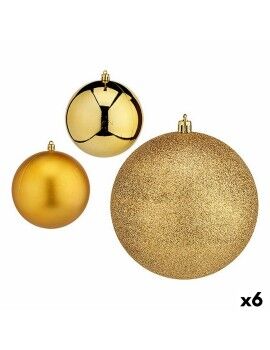 Conjunto de bolas de Natal Dourado Plástico 12 x 13 x 12 cm (6 Unidades)
