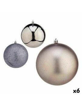 Conjunto de bolas de Natal Prateado Plástico Ø 12 cm (6 Unidades)